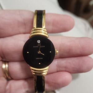 Anne Klein Black and Gold Women's Watch